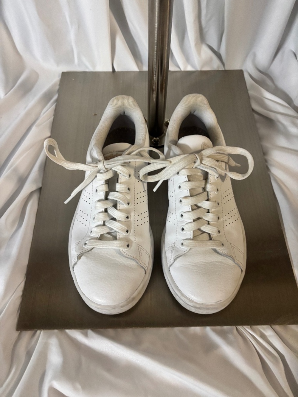 Adidas Cloudfoam Advantage Sneakers, White and Copper